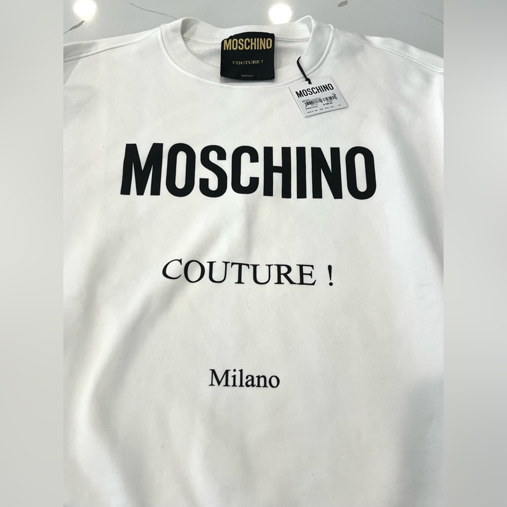 NWT Moschino Couture! White Logo Sweatshirt - Picture 3 of 7